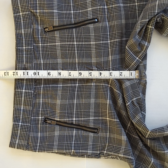 Hollister Plaid Ultra High Rise Viscose Blend Pants LARGE Black Gray White - Picture 13 of 16